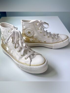 Converse Chuck Taylor Girl’s All Star EVA Lift Platform Gold Stars